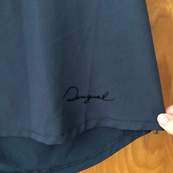 Desigual top, navy with black velvet detail, S - Picture 3 of 10